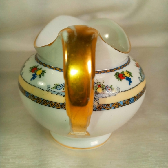 Antique Royal Bayreuth Bavaria China Creamer White multi-color fruits decor - Picture 2 of 7